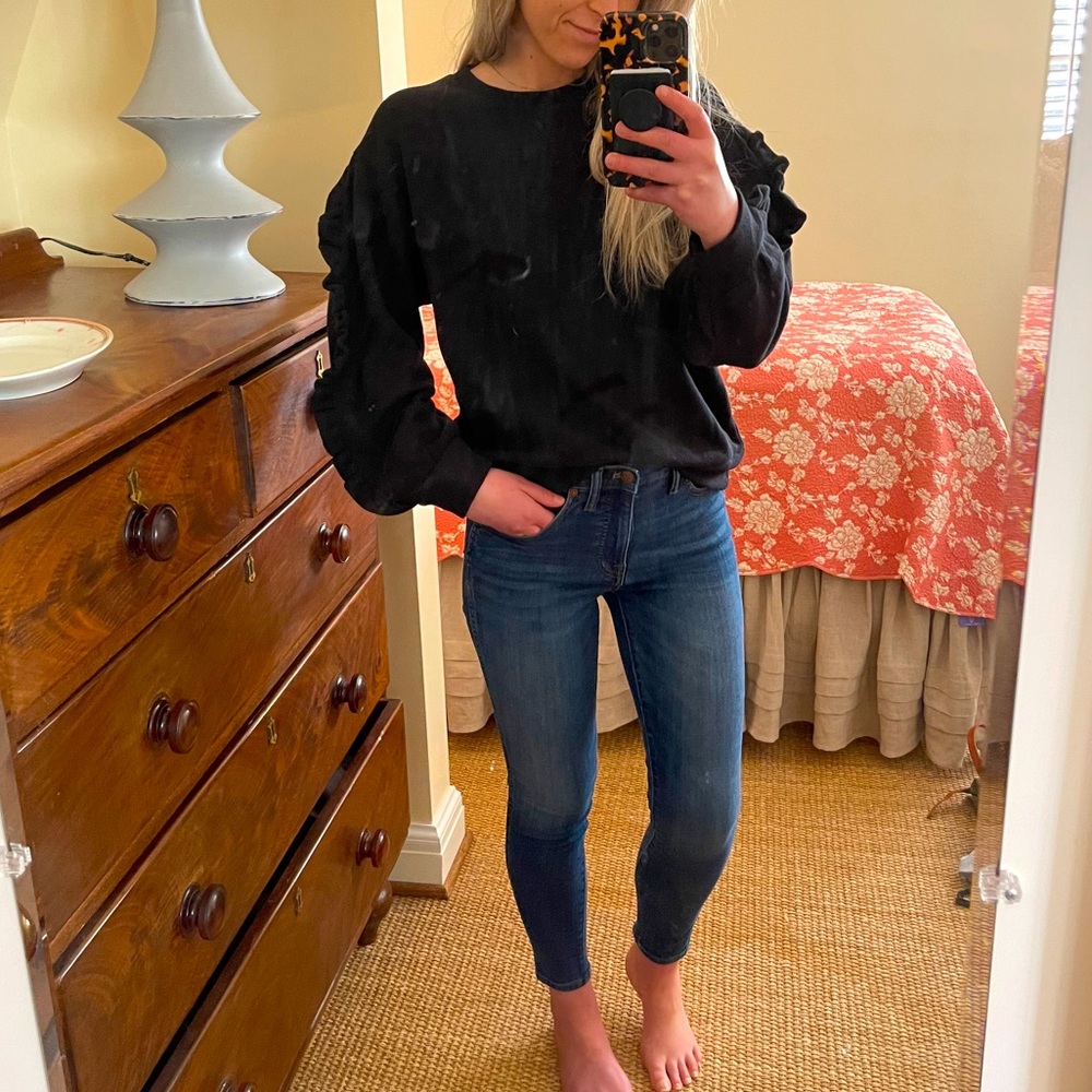 Black Sweater with Balloon Sleeves